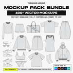 Showcasing our 400+ Vector Mockup Bundle with editable, high-quality clothing designs perfect for any brand, offering endless customization possibilities.