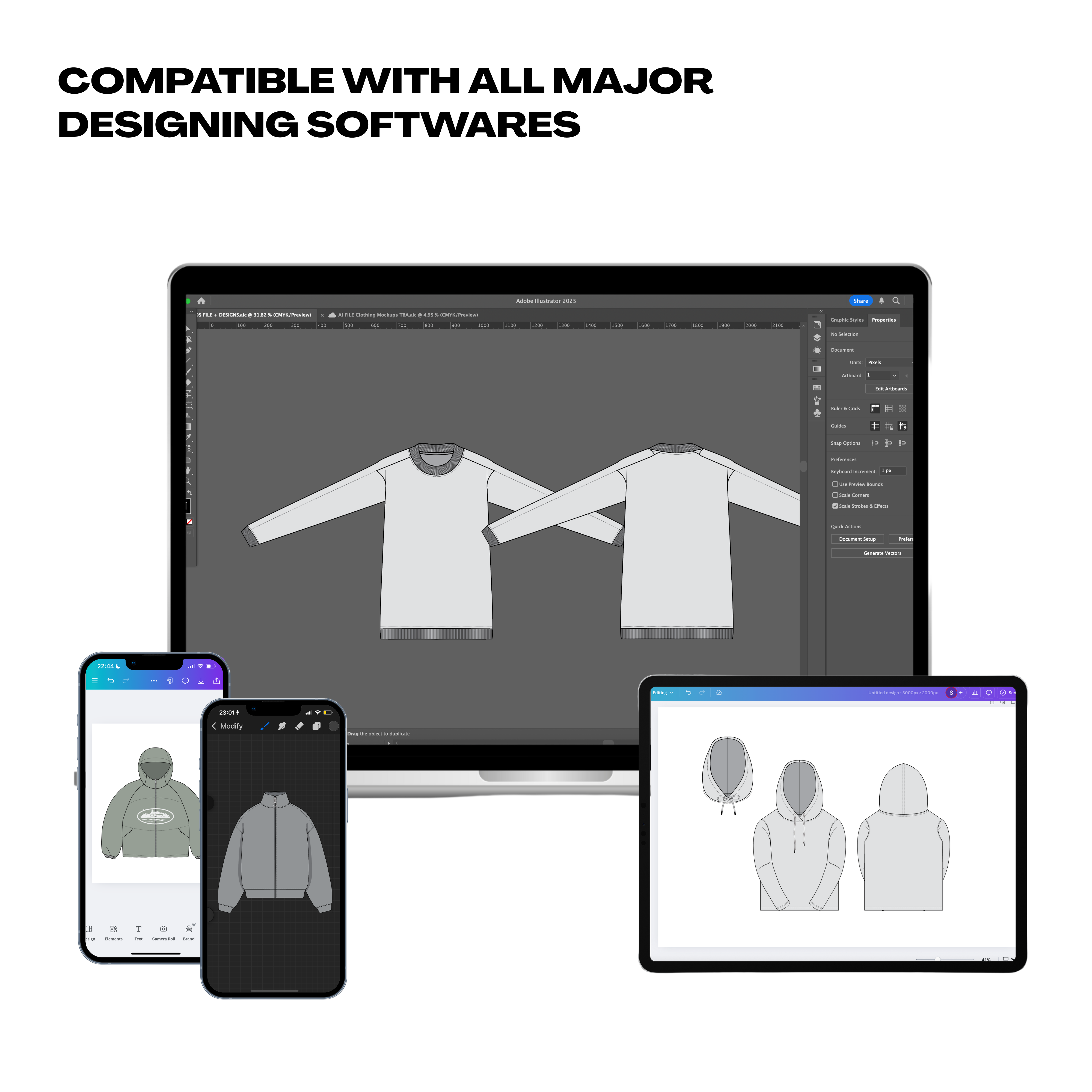 Banner showing that all THEBRANDARCHIVE resources are compatible with major design software like Adobe Illustrator, Photoshop, and Canva.