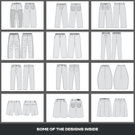 Preview of editable bottom mockups from the Ultimate Clothing Brand Bundle, featuring clean vector designs for shorts and jeans.