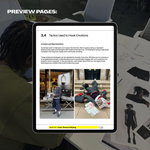 Screenshot from the Six-Figure Clothing Brand Guide showing a detailed a page with tactics used to hook emotions tailored for fashion brands.