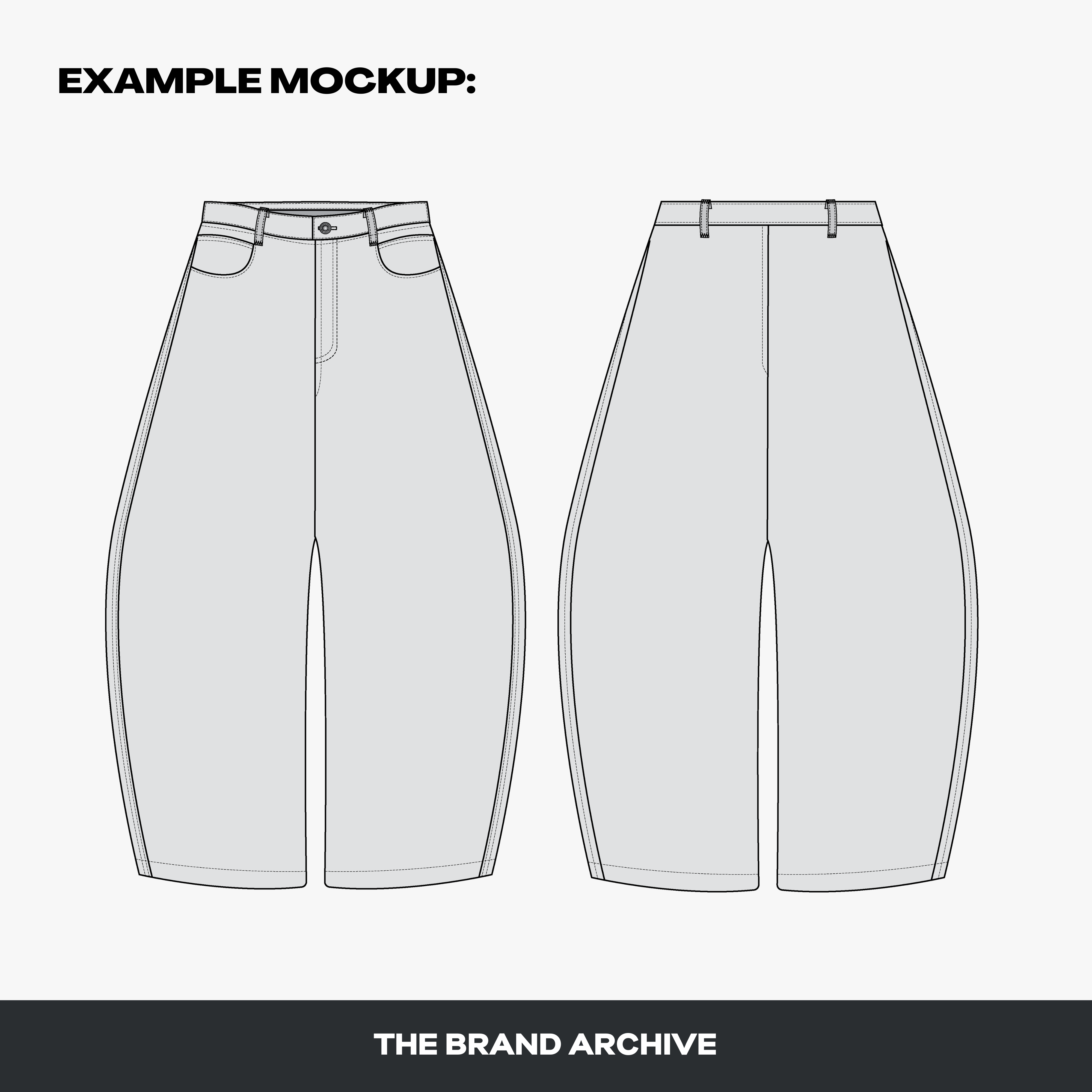 Plain vector baggy jeans mockup preview, part of the 400+ mockup collection, ideal for presenting new clothing concepts.