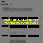 Preview of the global manufacturer list from the Ultimate Clothing Brand Bundle, featuring 600+ trusted suppliers from over 30 countries with low minimum order quantities (MOQs).