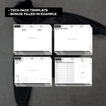 Full view of the editable tech pack template included in the Ultimate Clothing Brand Bundle, designed for clear communication with manufacturers and production teams.